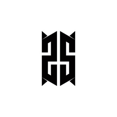 Kalkan şekilli ZS Logo monogramı şablon vektör simgesini modern tasarlar