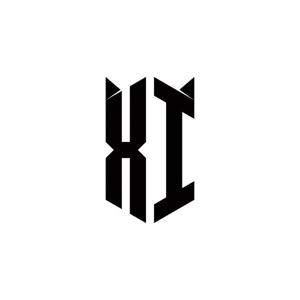 Монограма Логотипу Шаблоном Шаблону Форми Щита Векторна Піктограма Сучасного — стоковий вектор