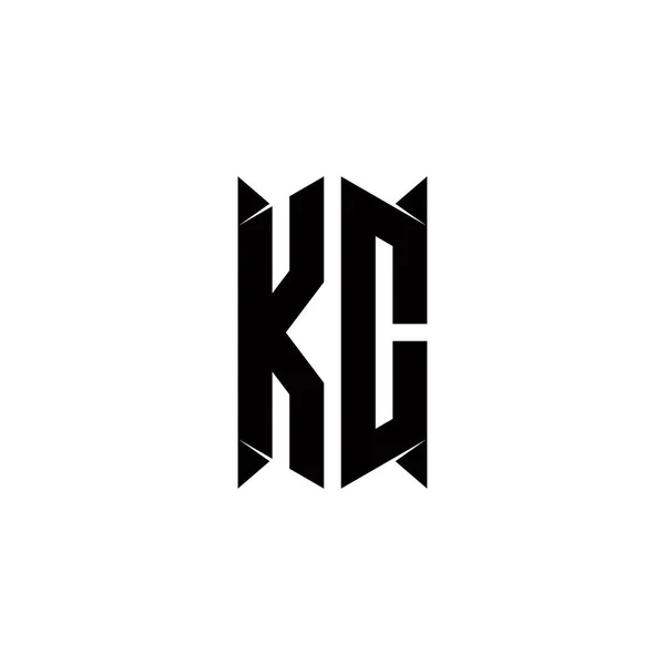 具有盾状图案的Kc标志图标模板矢量图标现代设计 — 图库矢量图片