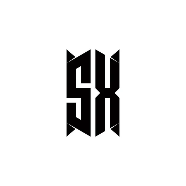 Logo Monogram Med Sköld Form Mönster Mall Vektor Ikon Modern — Stock vektor