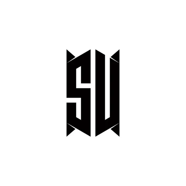 带有盾形设计模板向量图标的Su Logo主题图 — 图库矢量图片