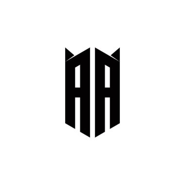 Kalkan şekilli AA logo monogramı şablon vektör simgesini modern tasarlar