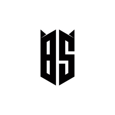 Kalkan şekilli BS Logo monogramı şablon vektör simgesini modern dizayn eder