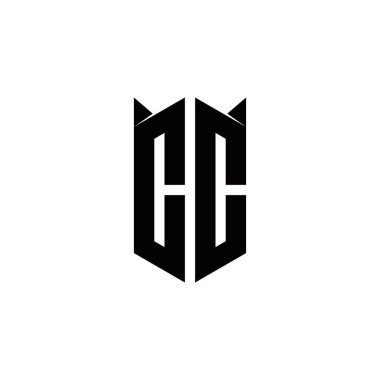 Kalkan şekilli CC logo monogramı şablon vektör simgesini modern tasarlar