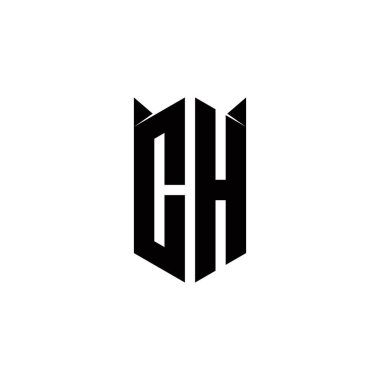 Kalkan şekilli CH logo monogramı şablon vektör simgesi modern dizayn eder
