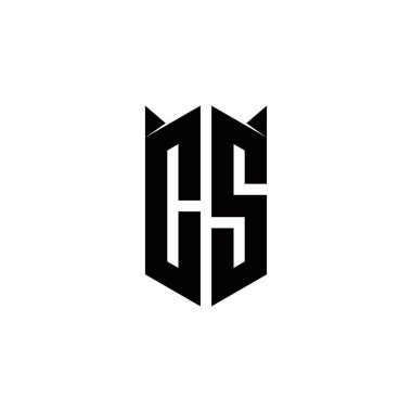 Kalkan şekilli CS Logo monogramı şablon vektör simgesini modern tasarlar