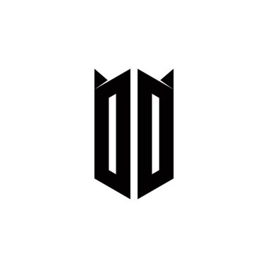 Kalkan şekilli DD Logo monogramı şablon vektör simgesini modern tasarlar