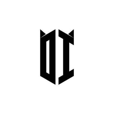 Kalkan şekilli DI Logo monogramı şablon vektör simgesini modern tasarladı