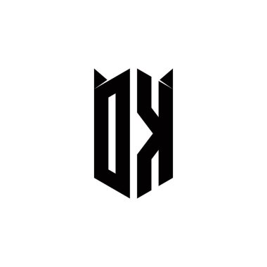 Kalkan şekilli DK logo monogramı şablon vektör simgesini modern tasarlar