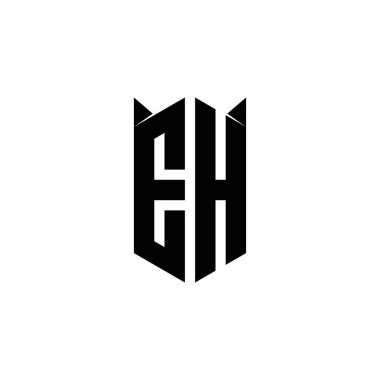 Kalkan şekilli EH logo monogramı şablon vektör simgesini modern tasarlar
