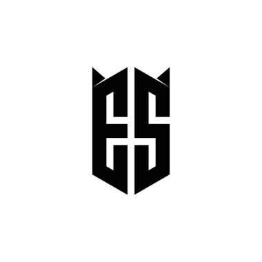 Kalkan şekilli ES logo monogramı şablon vektör simgesi modern dizayn eder
