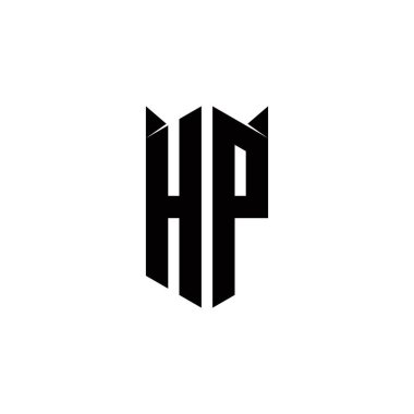 Kalkan şekilli HP logo monogramı şablon vektör simgesini modern tasarlar
