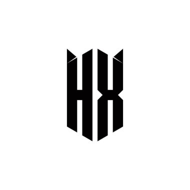 Kalkan şekilli HX logo monogramı şablon vektör simgesini modern tasarlar