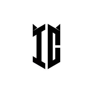 Kalkan şekilli IC logo monogramı şablon vektör simgesini modern tasarlar