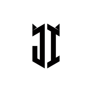 Kalkan şekilli JI logo monogramı şablon vektör simgesini modern tasarlar