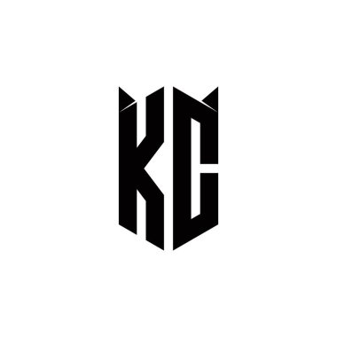 Kalkan şekilli KC logo monogramı şablon vektör simgesini modern tasarlar
