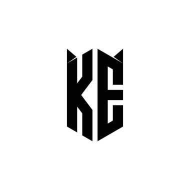 Kalkan şekli şablon vektör simgesi modern olan KE logo monogramı