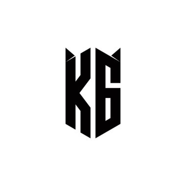 Kalkan şekilli KG logo monogramı şablon vektör simgesini modern tasarlar