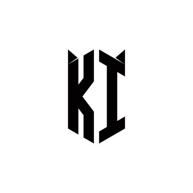 Kalkan şekilli KI logo monogramı şablon vektör simgesini modern tasarlar