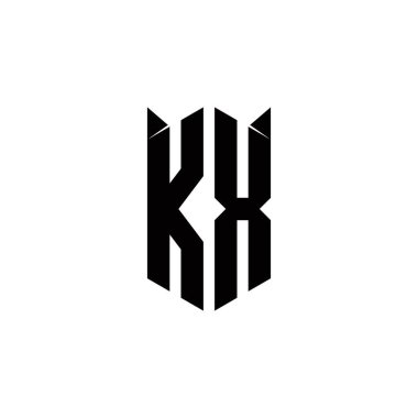Kalkan şekilli KX Logo monogramı şablon vektör simgesini modern tasarlar