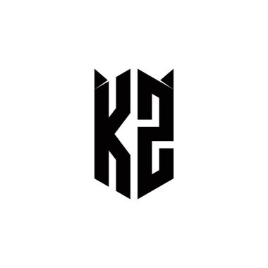 Kalkan şekilli KZ logo monogramı şablon vektör simgesini modern tasarlar
