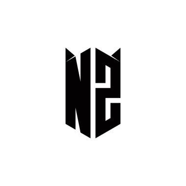 Kalkan şekilli NZ logo monogramı şablon vektör simgesini modern tasarlar