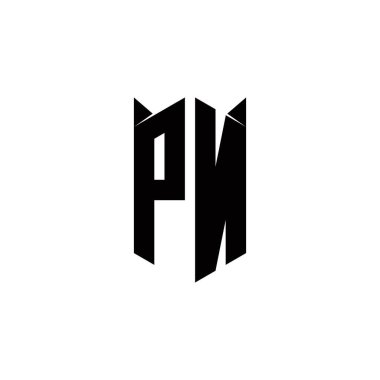 Kalkan şekilli PN logo monogramı şablon vektör simgesini modern tasarlar