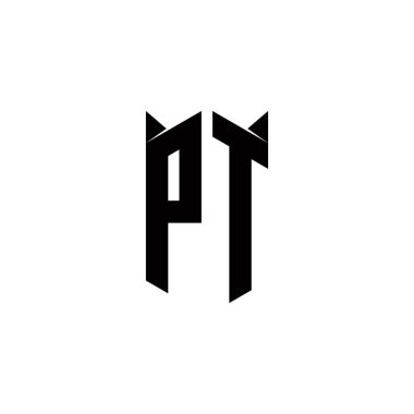 Kalkan şekilli PT logo monogramı şablon vektör simgesini modern tasarlar