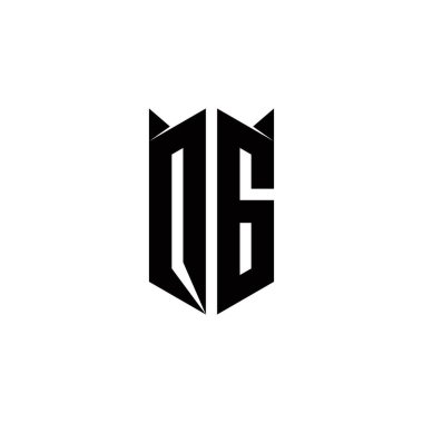 Kalkan şekilli QG logo monogramı şablon vektör simgesini modern tasarlar