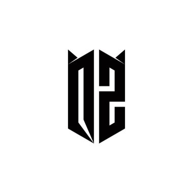 Kalkan şekilli QZ logo monogramı şablon vektör simgesini modern tasarlar