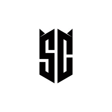 Kalkan şekilli SC logo monogramı şablon vektör simgesi modern dizayn eder