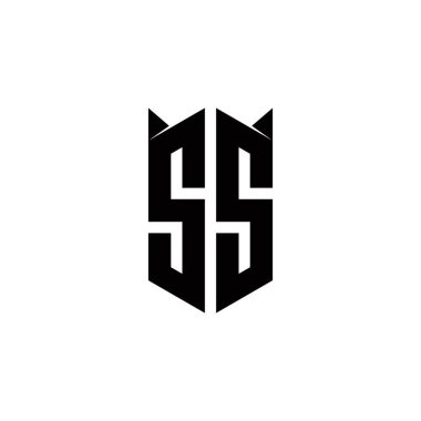 Kalkan şekilli SS Logo monogramı şablon vektör simgesini modern tasarlar