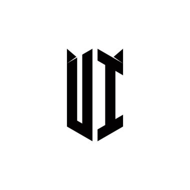 Kalkan şekilli UI logo monogramı şablon vektör simgesini modern tasarlar