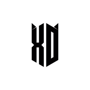 Kalkan şekilli XD logo monogramı şablon vektör simgesini modern tasarlar
