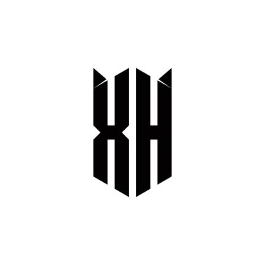 Kalkan şekilli XH logo monogramı şablon vektör simgesini modern tasarlar