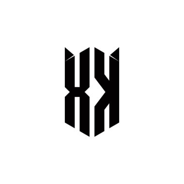 Kalkan şekilli XK Logo monogramı şablon vektör simgesini modern tasarlar