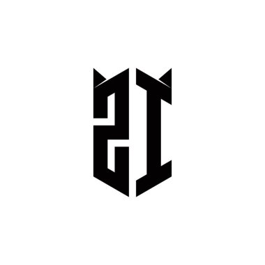 Kalkan şekilli ZI logo monogramı şablon vektör simgesini modern tasarlar