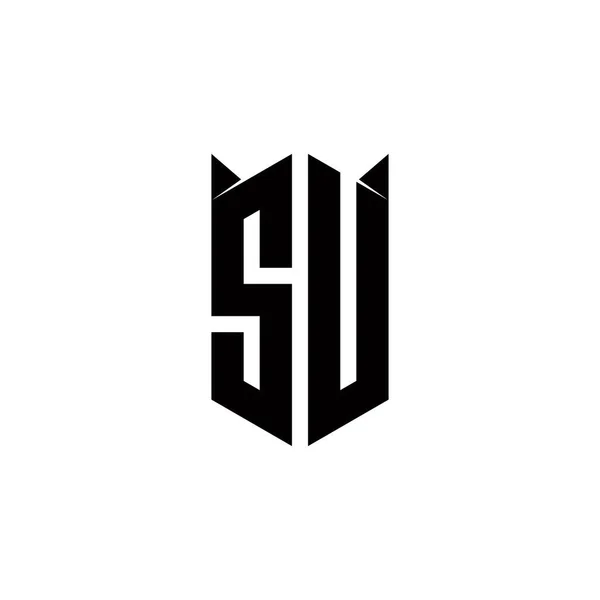 带有盾形设计模板向量图标的Su Logo主题图 — 图库矢量图片