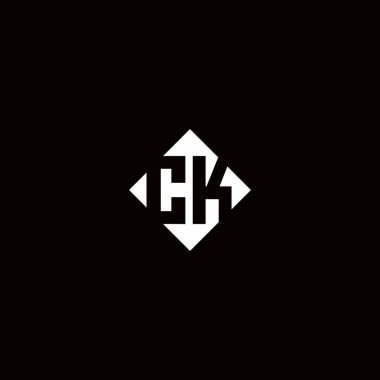 Siyah arkaplanda izole edilmiş elmas kare şekilli monogram logo tasarımı