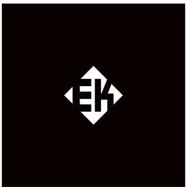 Siyah arkaplanda izole edilmiş elmas kare şekilli monogram logo tasarımı