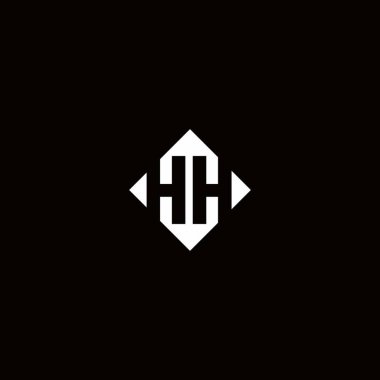 Siyah arkaplanda izole edilmiş elmas kare şekilli monogram logo tasarımı