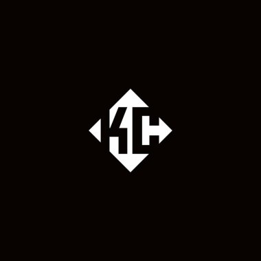 Siyah arkaplanda izole edilmiş elmas kare şekilli monogram logo tasarımı