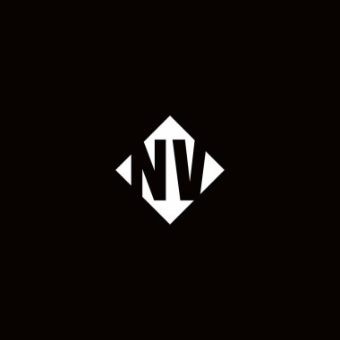 Siyah arkaplanda izole edilmiş elmas kare şekilli monogram logo tasarımı