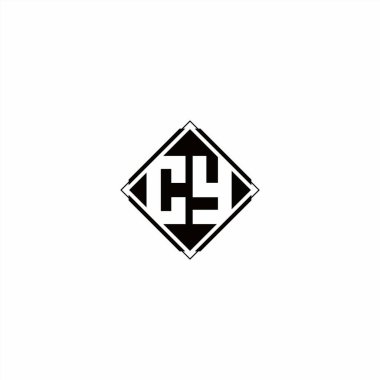 Siyah renklerde ve beyaz arkaplanda izole edilmiş elmas kare şekilli monogram logosu tasarımı