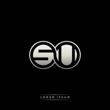 İlk harf bağlı daire sermaye monogramı logosu modern şablon altın rengi versiyonu siyah arkaplan üzerinde izole