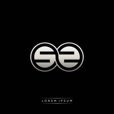 İlk harf bağlı daire sermaye monogramı logosu modern şablon altın rengi versiyonu siyah arkaplan üzerinde izole