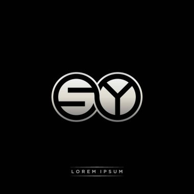 İlk harf bağlı daire sermaye monogramı logosu modern şablon altın rengi versiyonu siyah arkaplan üzerinde izole