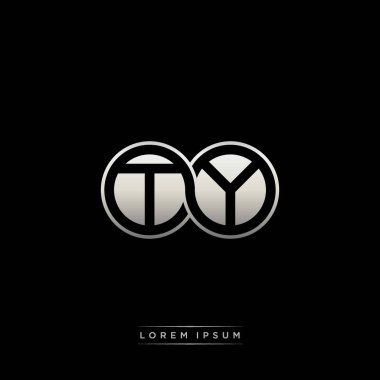 İlk harf bağlı daire sermaye monogramı logosu modern şablon altın rengi versiyonu siyah arkaplan üzerinde izole