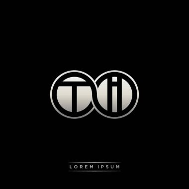 İlk harf bağlı daire sermaye monogramı logosu modern şablon altın rengi versiyonu siyah arkaplan üzerinde izole