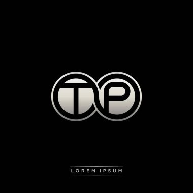 İlk harf bağlı daire sermaye monogramı logosu modern şablon altın rengi versiyonu siyah arkaplan üzerinde izole